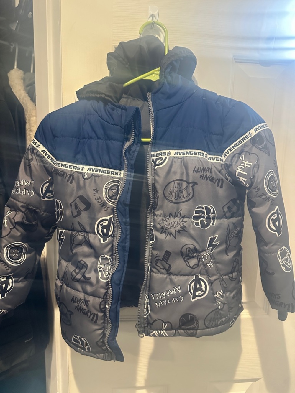 Marvel Boys' Puffer Jacket - Navy and Gray
